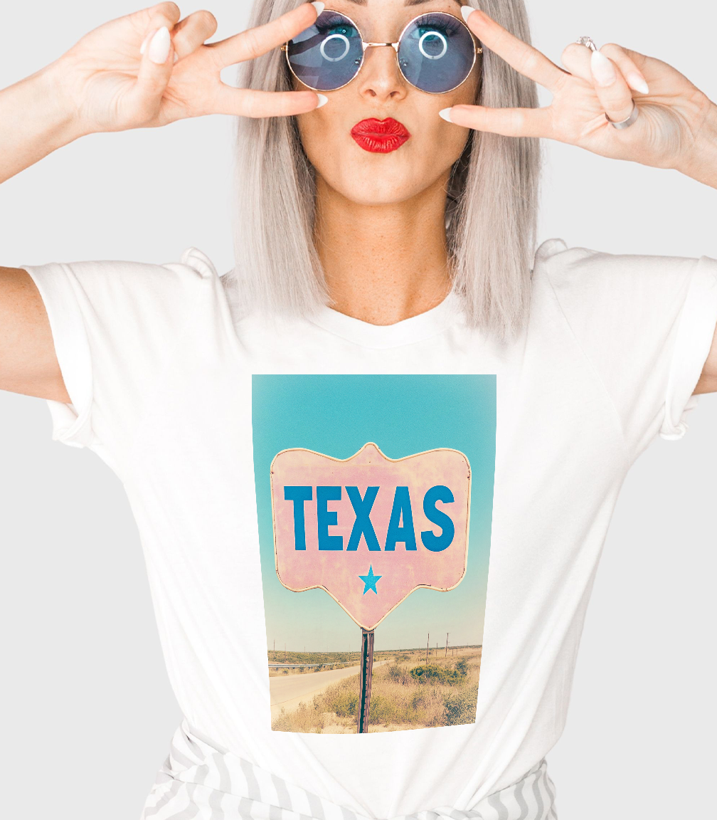 Texas Roadsign: No / White T-Shirt / Medium
