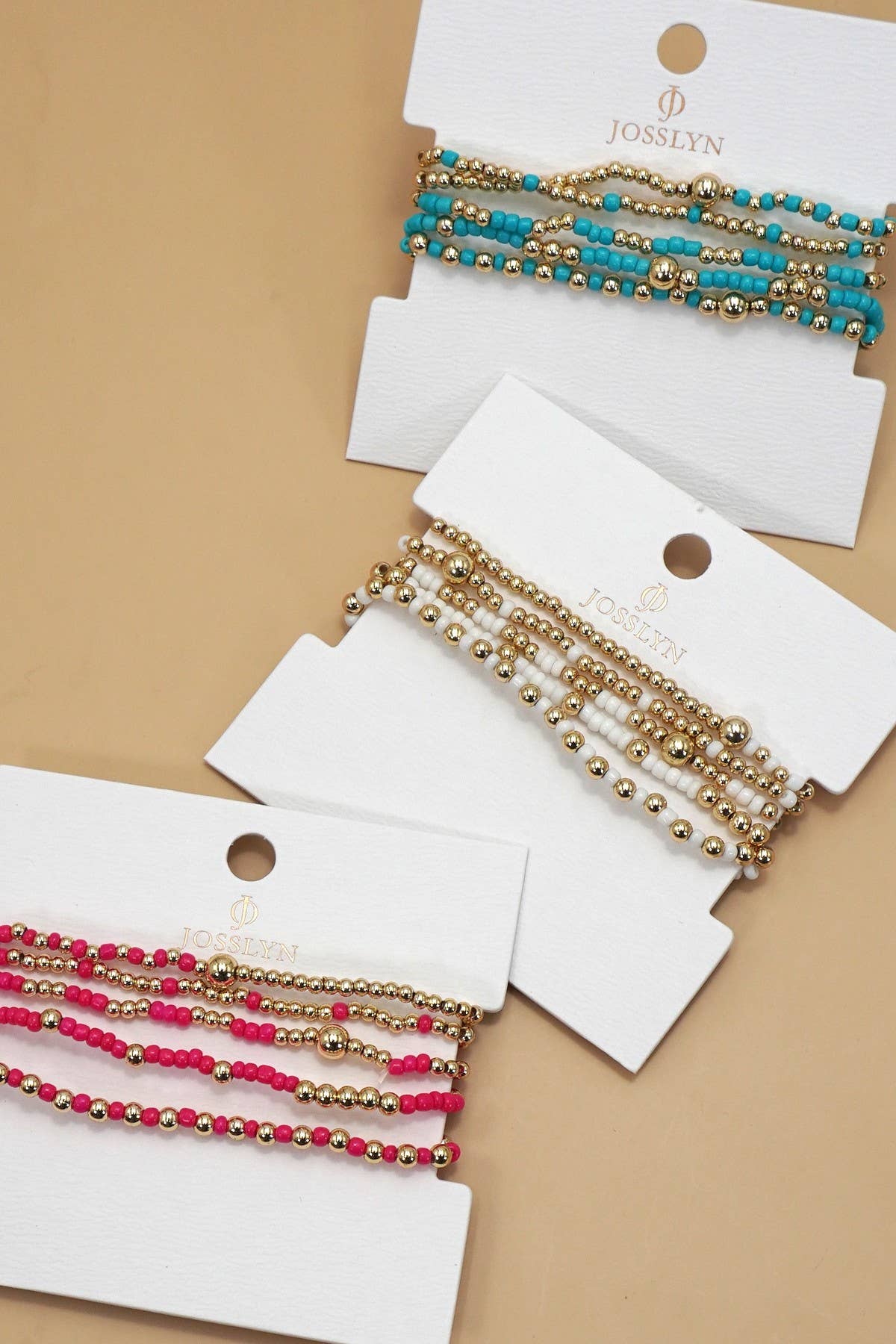 MULTI LAYER BALL CHAIN BEADED BRACELET | 40B5177: OFF WHITE