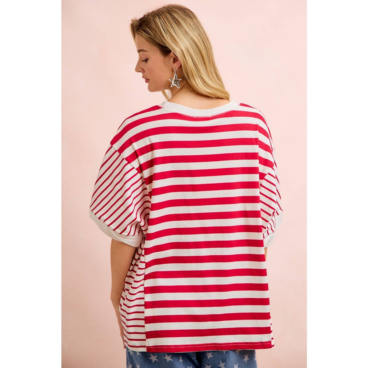 4TH OF JULY STRIPE MIX AND MATCH AMERICA PATCHWORK TOP: RED STRIPE