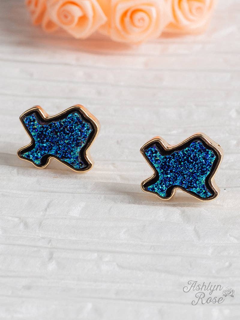 Texas On My Mind Druzy Stud Earrings, Blue: Blue / One Size