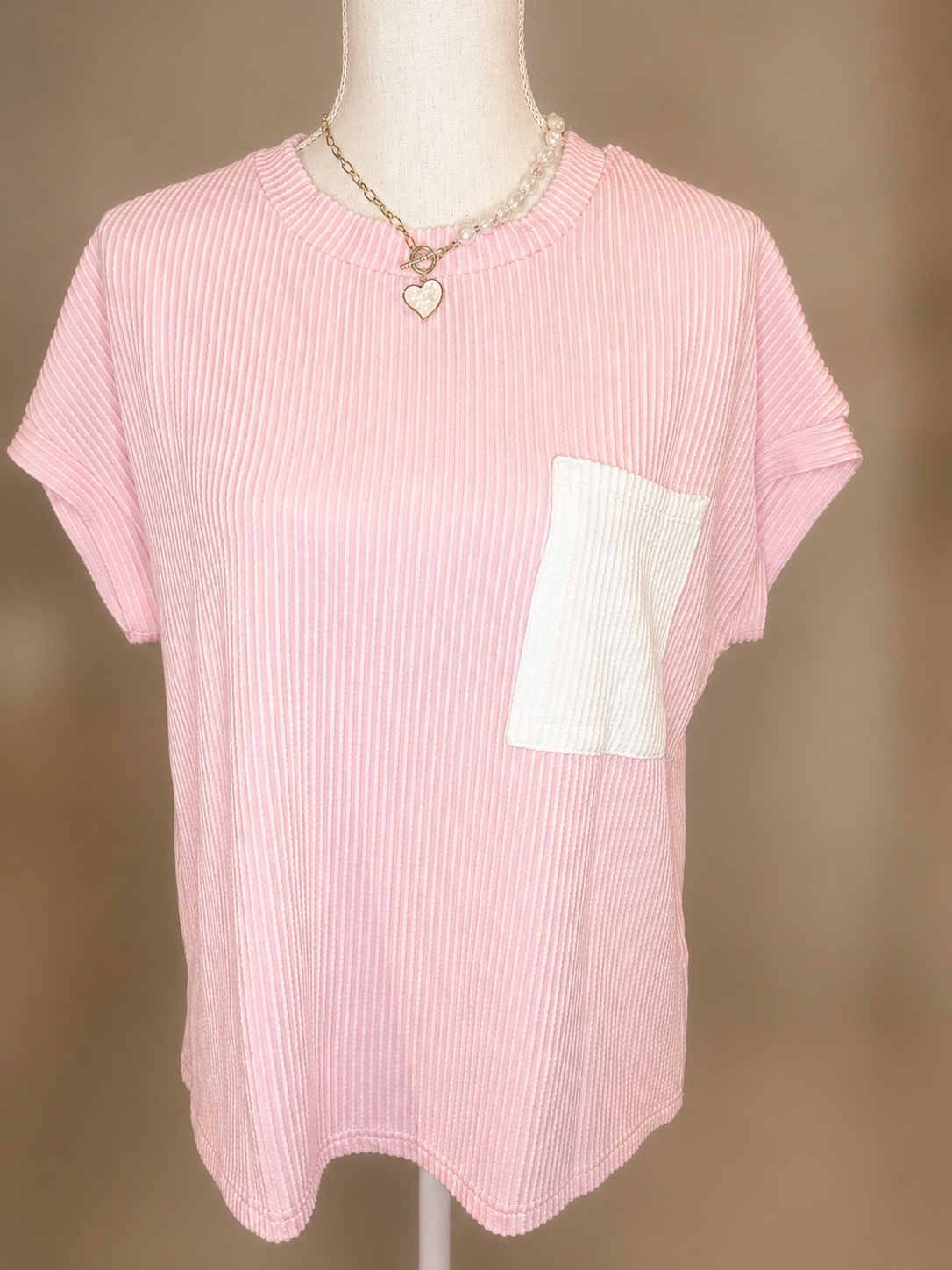 Ladies Pink waffle Knit