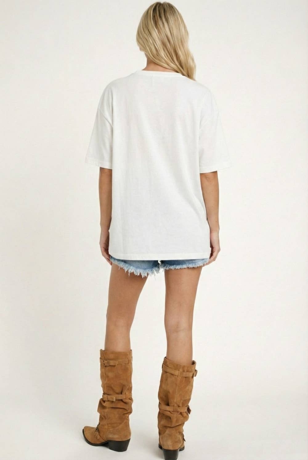 Mixed-Media Studded USA Graphic Tee: WHITE