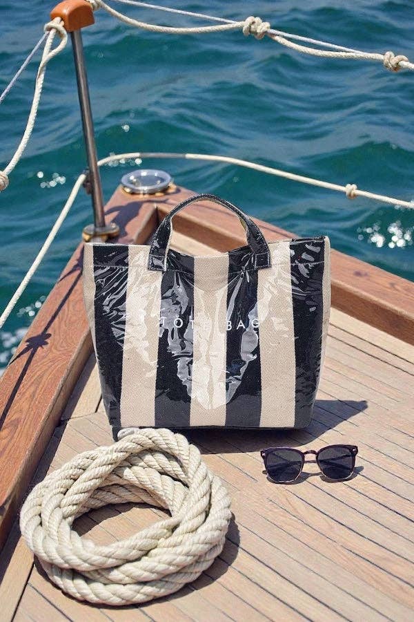 Navy and Beige Striped TOTE BAG