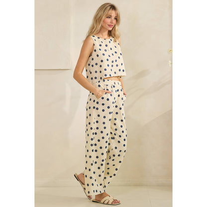 Ocean Breeze Polka Dot Set: Cream/Navy