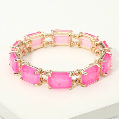 Emerald Cut Stone Stretch Evening Bracelet: OPMU
