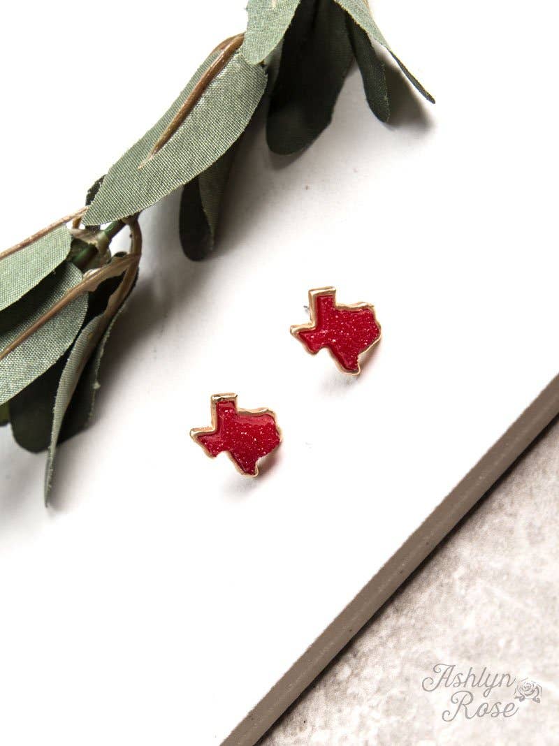 Texas On My Mind Druzy Stud Earrings, Red: RED / One Size