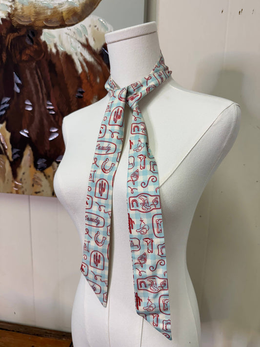 Howdy western gingham print twilly