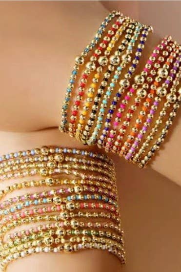 BOHO COLORFUL BALL BEADED BRACELET | 40B5223: Green