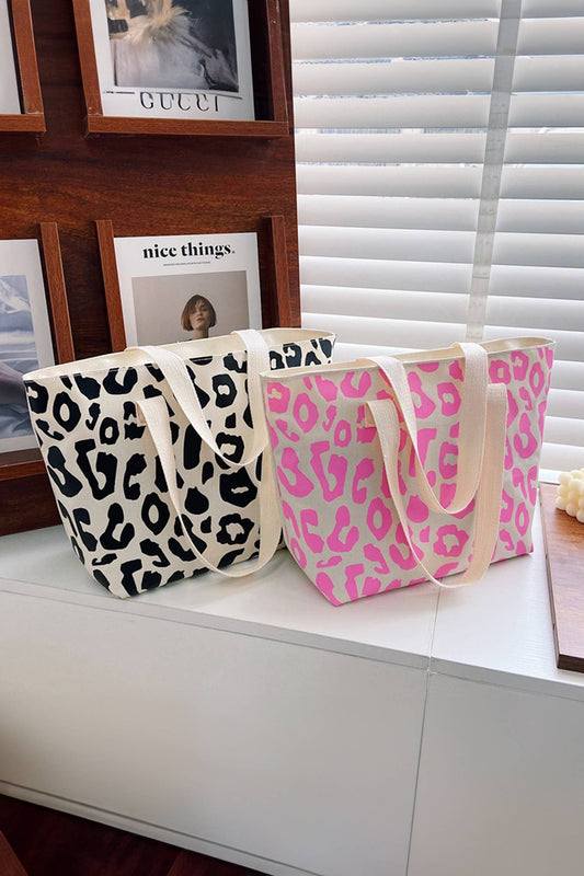 Spring 2026 Leopard Print Canvas Tote Bag Gifts: Rose Red / One Size