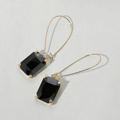 Emerald Cut Stone Dangle Evening Earrings: BUAB