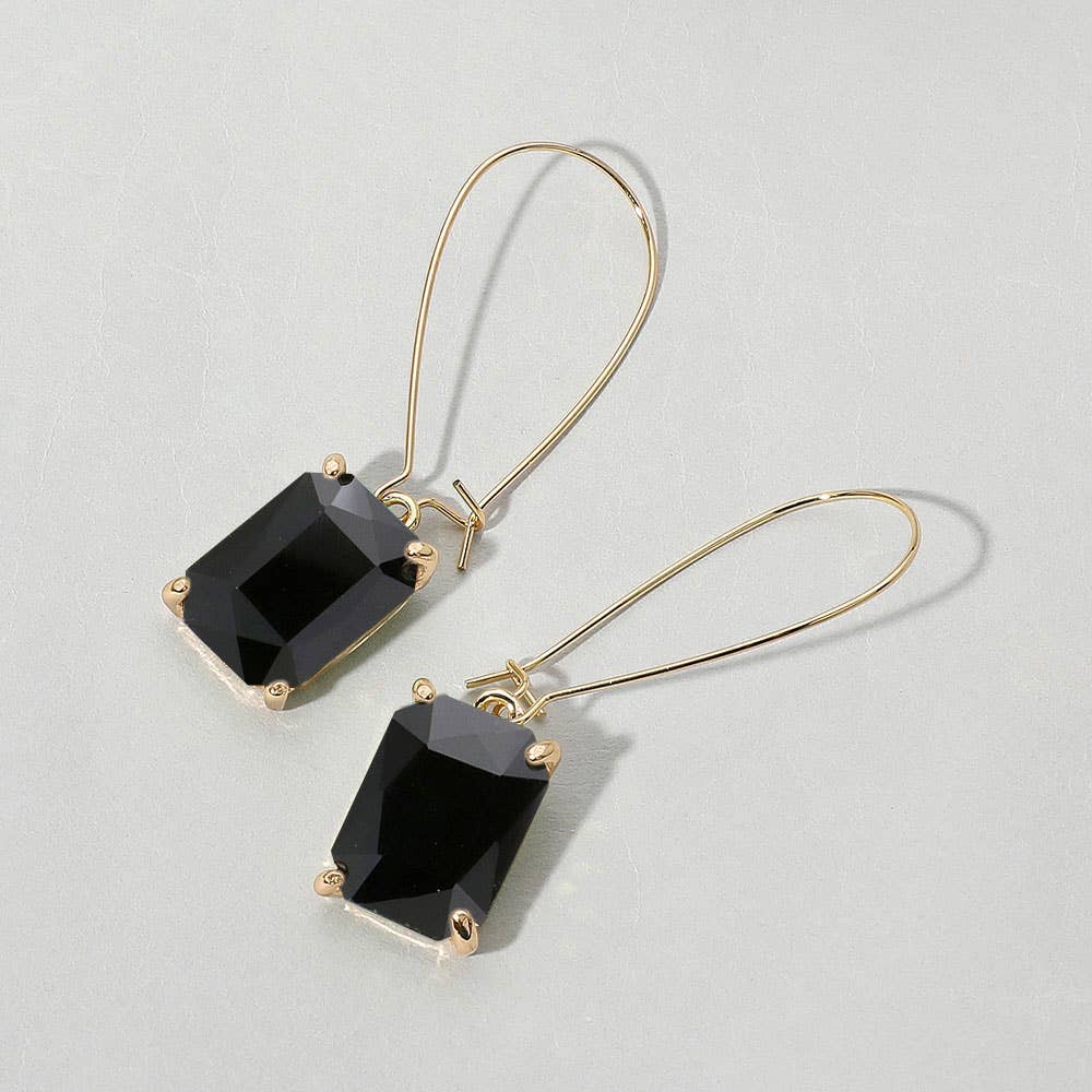 Emerald Cut Stone Dangle Evening Earrings: NFUAB