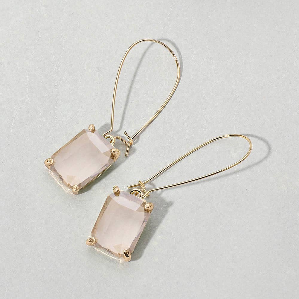 Emerald Cut Stone Dangle Evening Earrings: BUAB