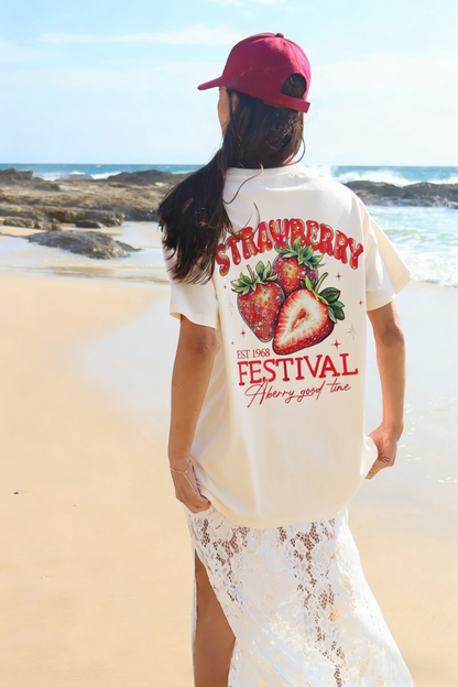 Vintage Strawberry Shirt Retro Graphic Cotton Tees: