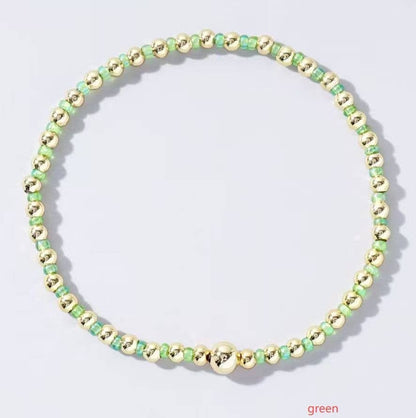 BOHO COLORFUL BALL BEADED BRACELET | 40B5223: Green