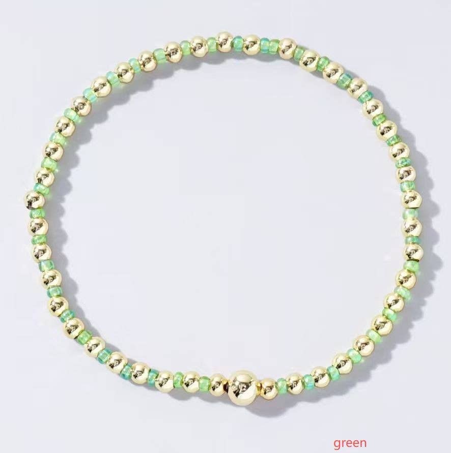 BOHO COLORFUL BALL BEADED BRACELET | 40B5223: OFF WHITE