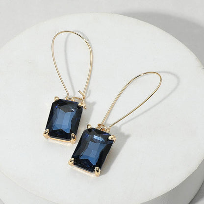 Emerald Cut Stone Dangle Evening Earrings: NFUAB