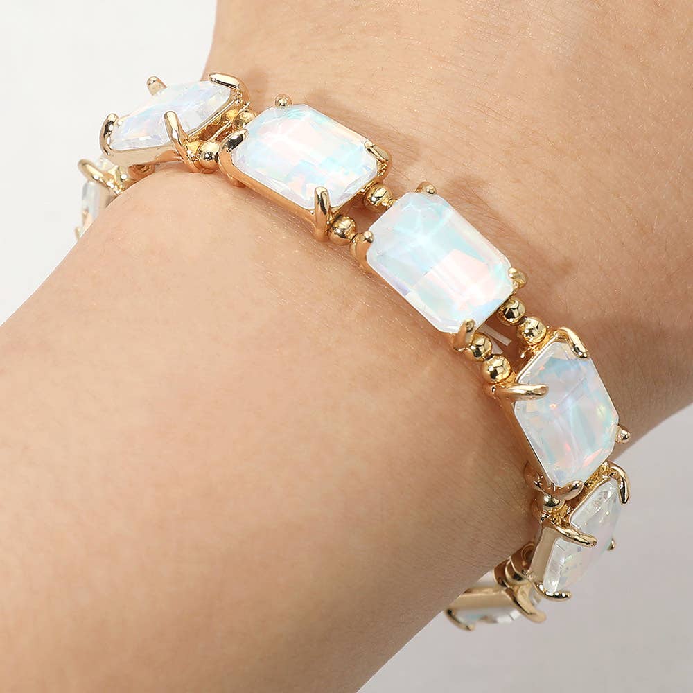 Emerald Cut Stone Stretch Evening Bracelet: BUAB