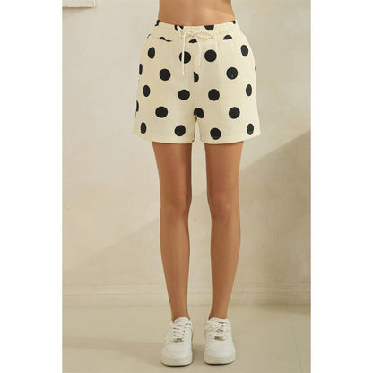 Polka Dot Sweatshorts: Cream/Black