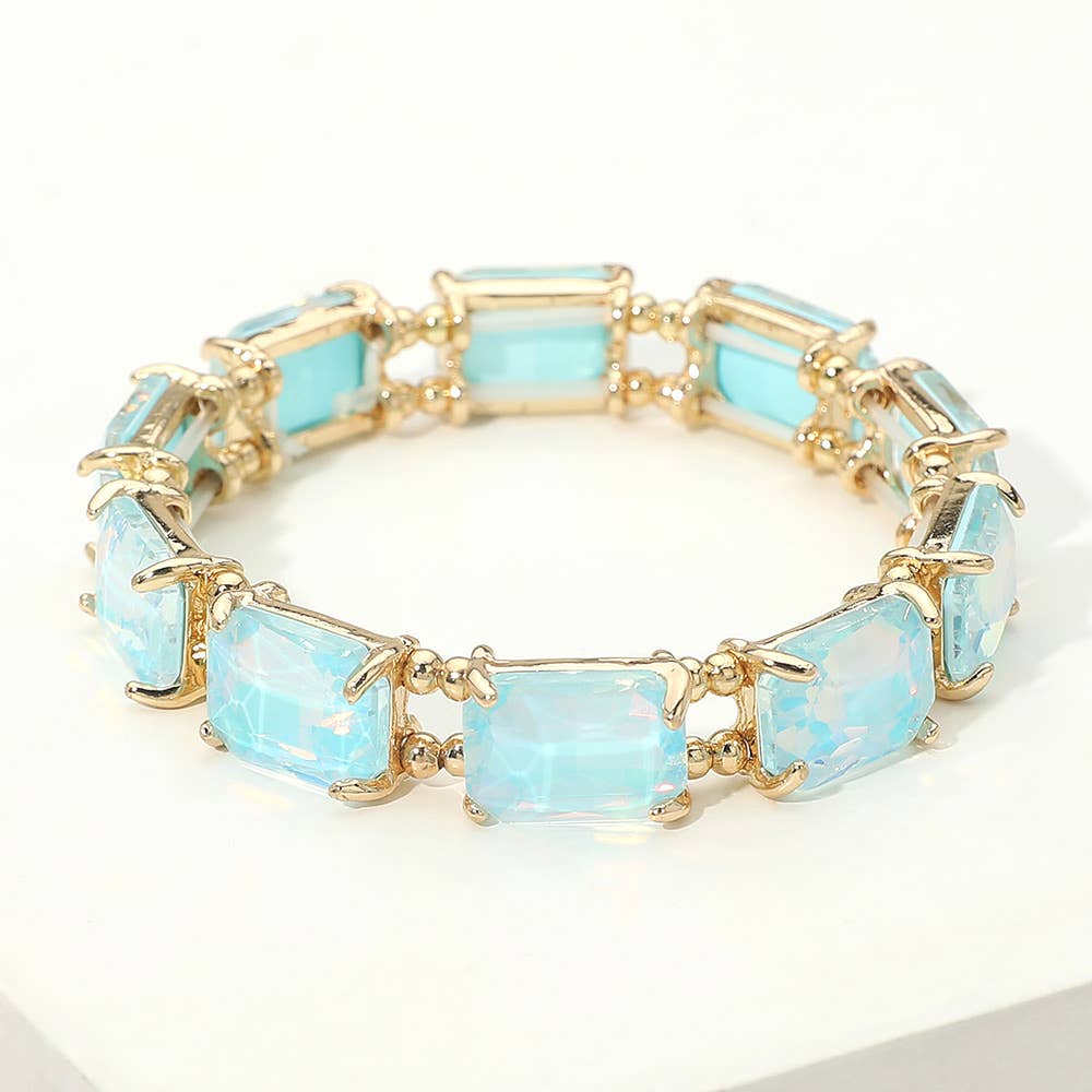 Emerald Cut Stone Stretch Evening Bracelet: OPMU