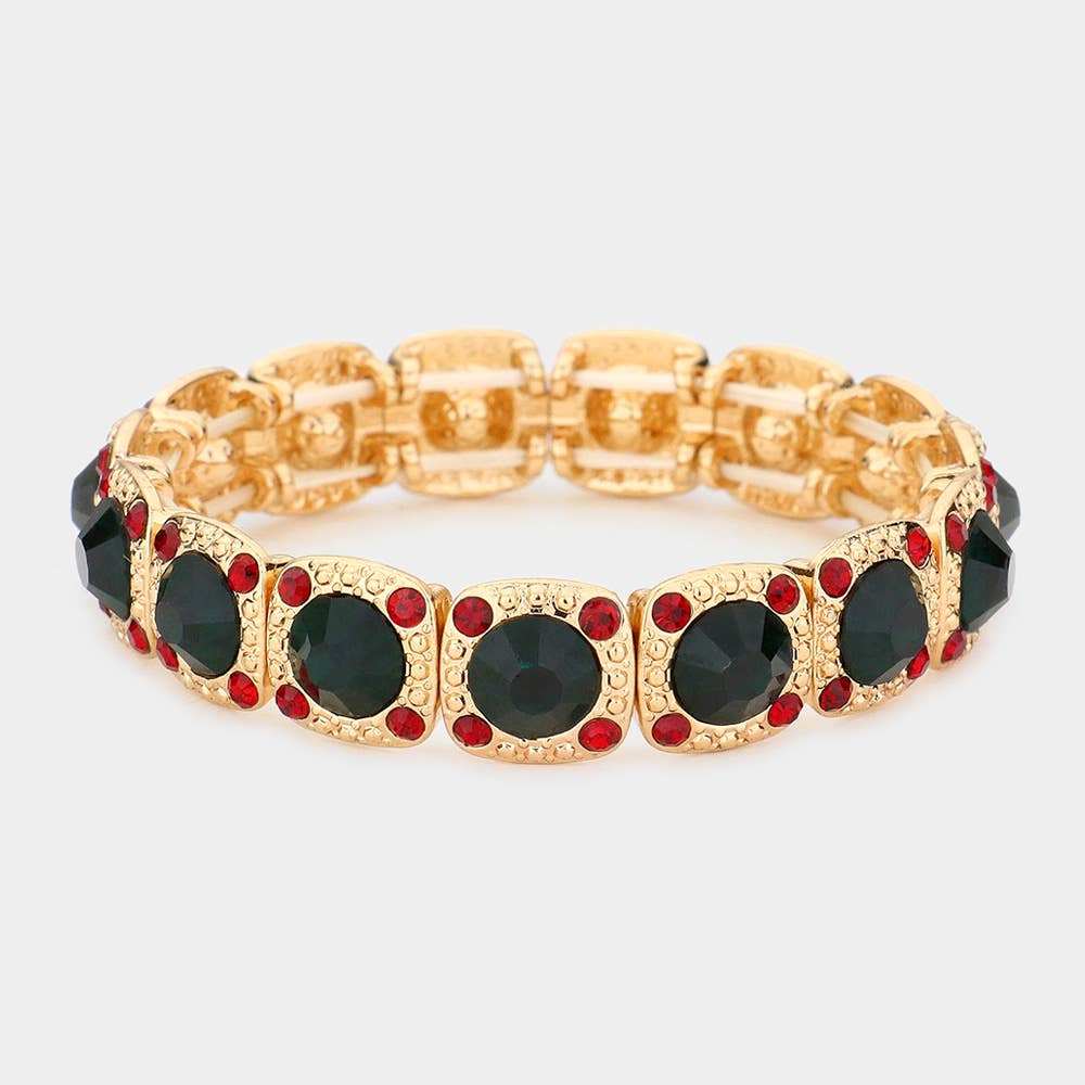 Crystal Rhinestone Christmas Light Stretch Bracelet: TQS