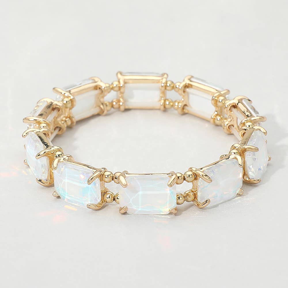 Emerald Cut Stone Stretch Evening Bracelet: OPMU