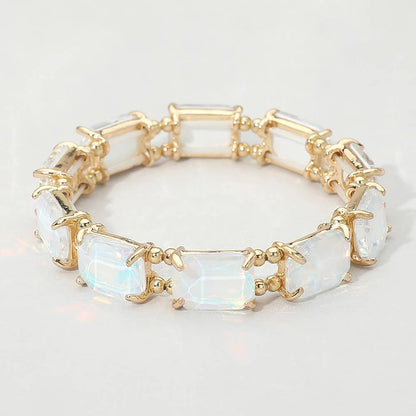 Emerald Cut Stone Stretch Evening Bracelet: OPMU