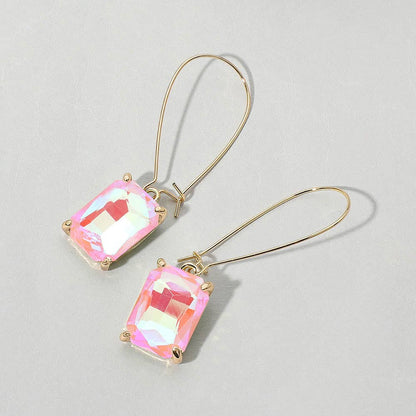 Emerald Cut Stone Dangle Evening Earrings: BUAB