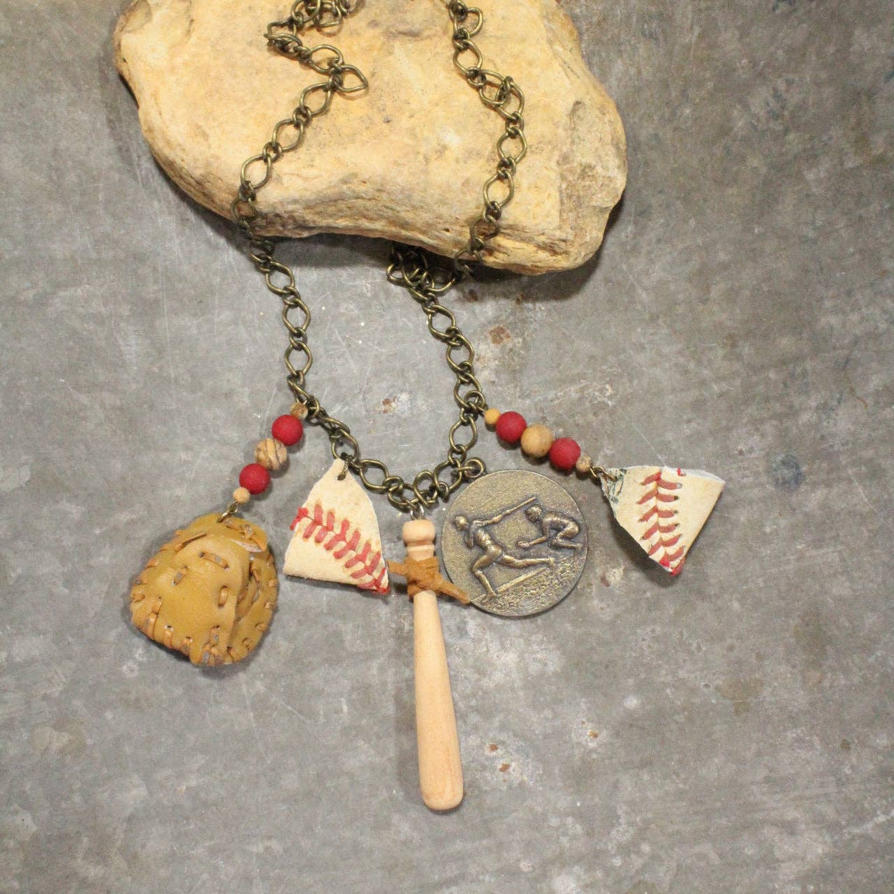 Take Me Out To The Ballgame Vintage Charming Necklace