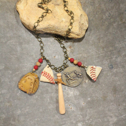 Take Me Out To The Ballgame Vintage Charming Necklace