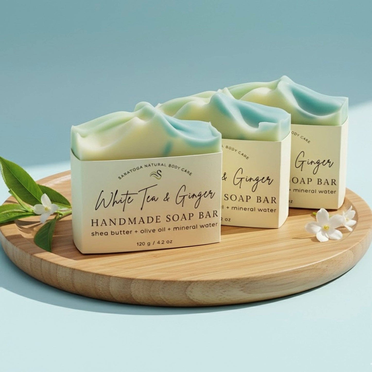 White Tea Ginger Handmade Soap Bar VEGAN COLD PROCESS