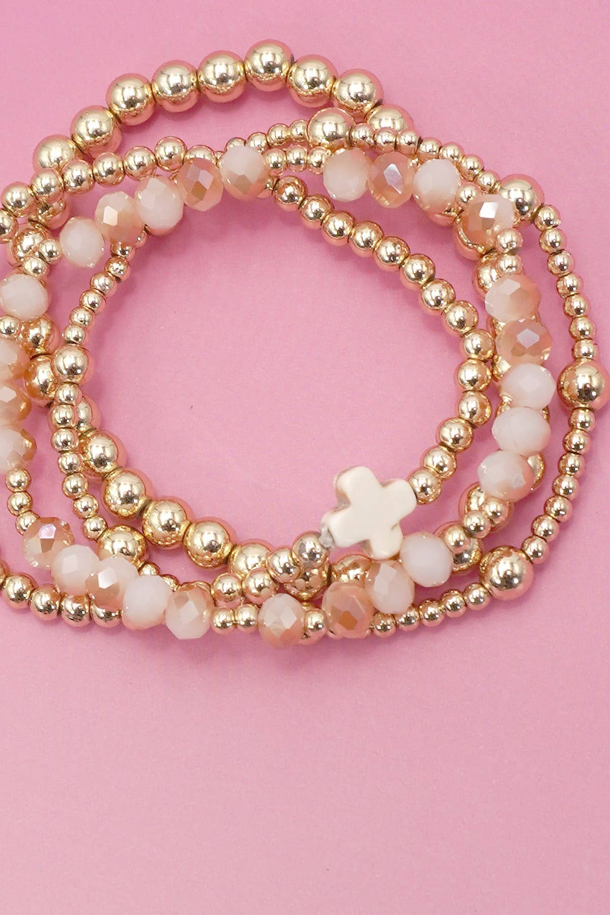 BOHO CROSS MULTI  COLORFUL BEADED STRETCH BRACELET | 40B5180: TURQ