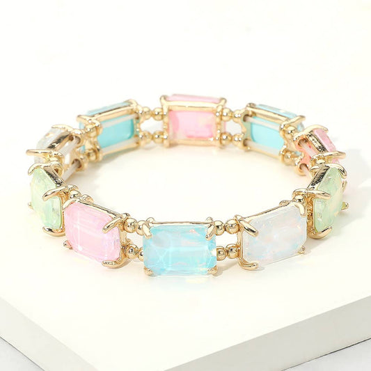 Emerald Cut Stone Stretch Evening Bracelet: OPMU
