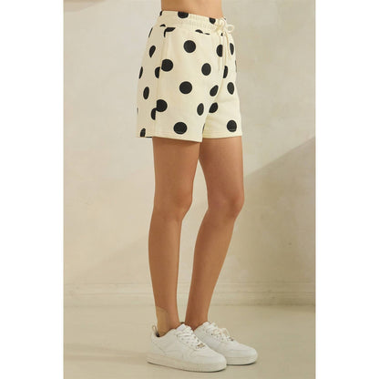 Polka Dot Sweatshorts: Cream/Black
