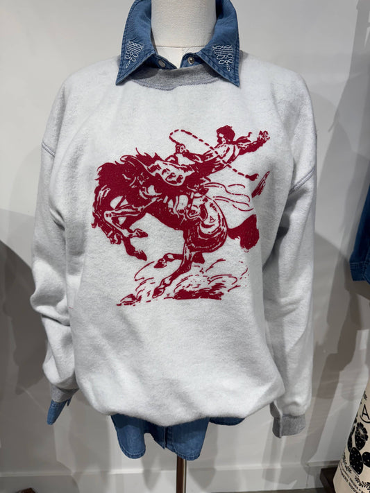 Roughstock Red Bronc western sweatshirt: M