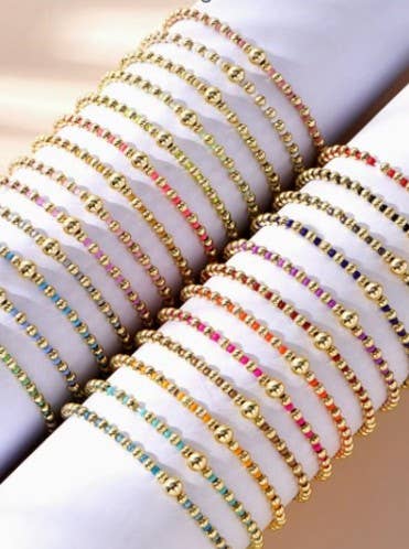 BOHO COLORFUL BALL BEADED BRACELET | 40B5223: Black