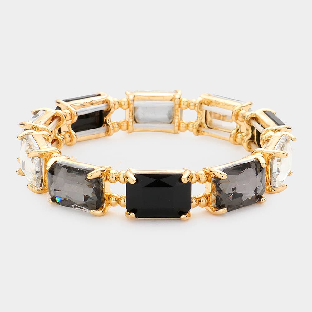 Emerald Cut Stone Stretch Evening Bracelet: AQAB