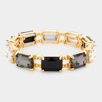 Emerald Cut Stone Stretch Evening Bracelet: AQAB