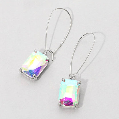 Emerald Cut Stone Dangle Evening Earrings: NFUAB