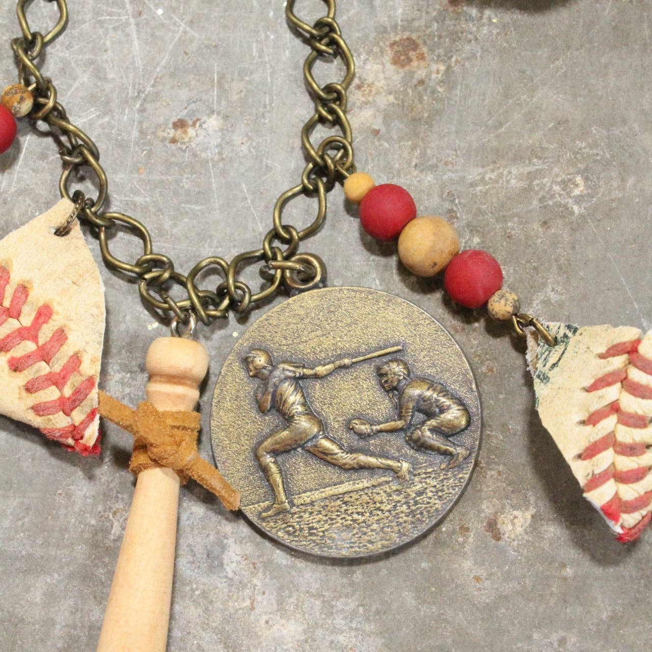 Take Me Out To The Ballgame Vintage Charming Necklace