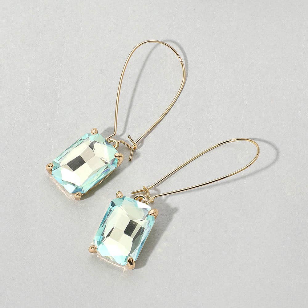 Emerald Cut Stone Dangle Evening Earrings: BUAB