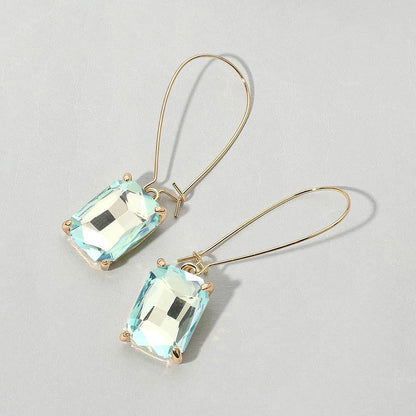 Emerald Cut Stone Dangle Evening Earrings: BUAB