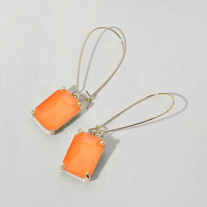Emerald Cut Stone Dangle Evening Earrings: BUAB