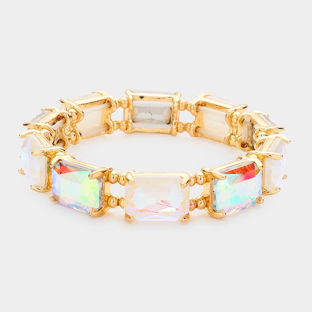 Emerald Cut Stone Stretch Evening Bracelet: AQAB