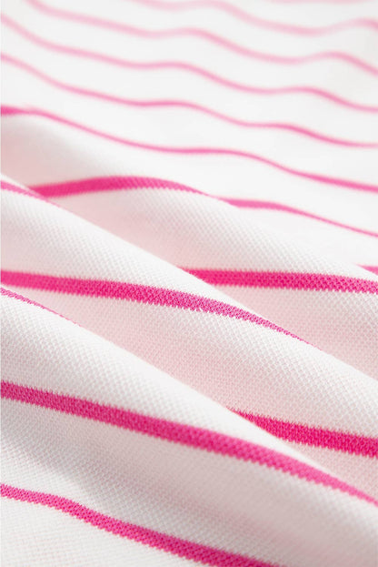 Casual Style Striped Short Sleeve Two-Piece Set | S-XL: Pink / Missy