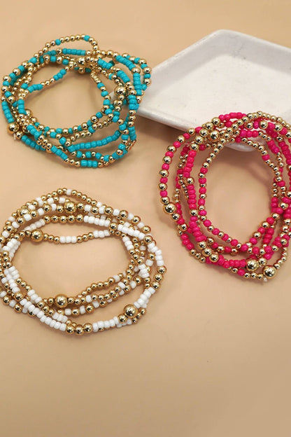 MULTI LAYER BALL CHAIN BEADED BRACELET | 40B5177: TURQ