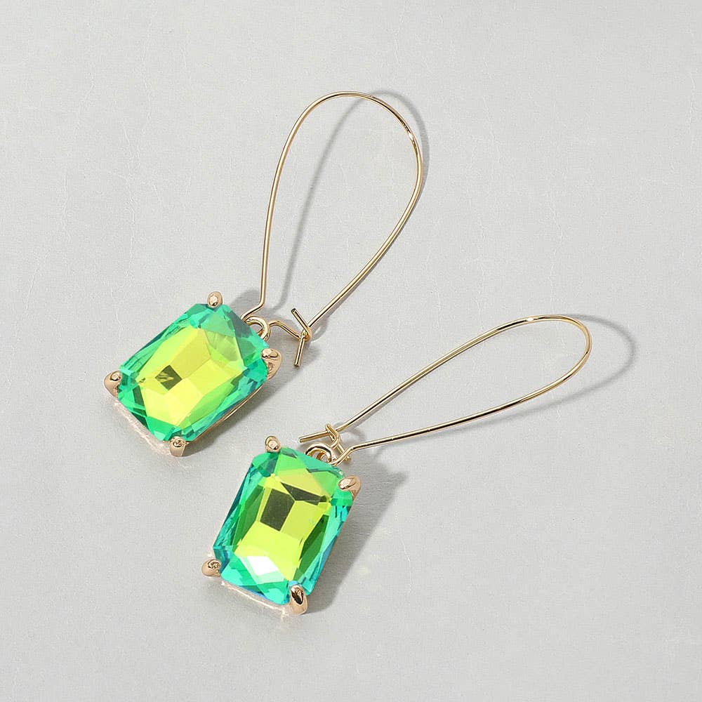 Emerald Cut Stone Dangle Evening Earrings: BUAB