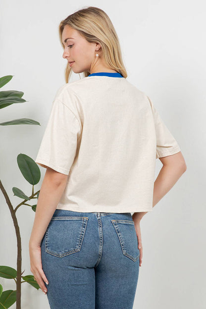 Cherry Print Cotton Crop Top: