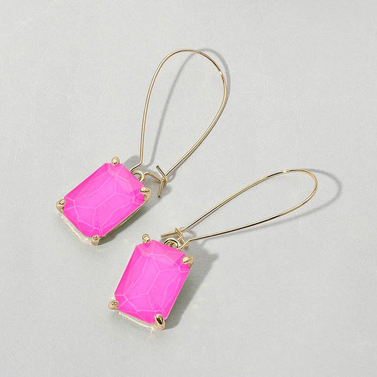 Emerald Cut Stone Dangle Evening Earrings: NFU