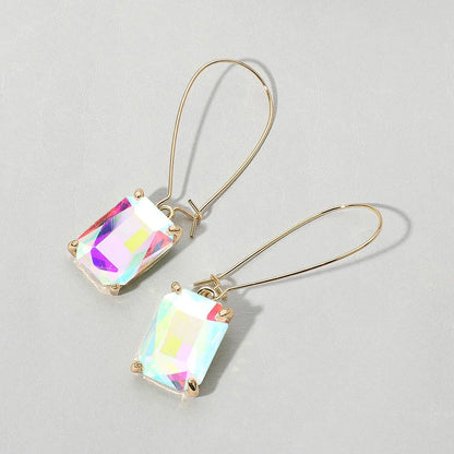 Emerald Cut Stone Dangle Evening Earrings: NFUAB