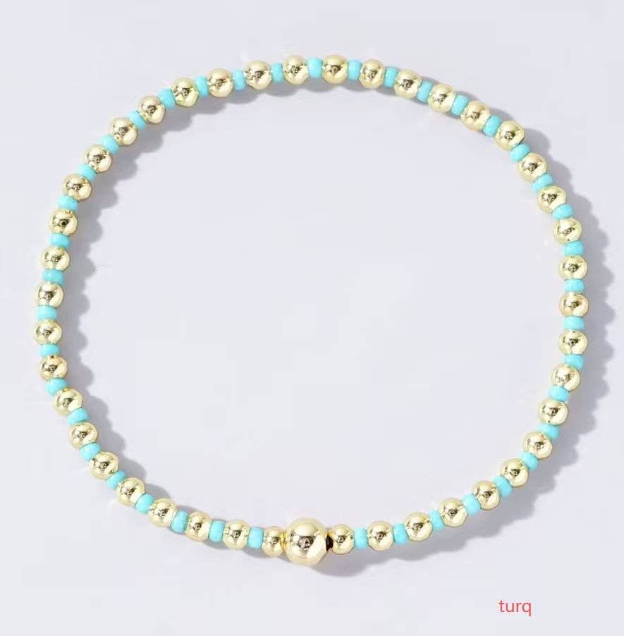 BOHO COLORFUL BALL BEADED BRACELET | 40B5223: Black